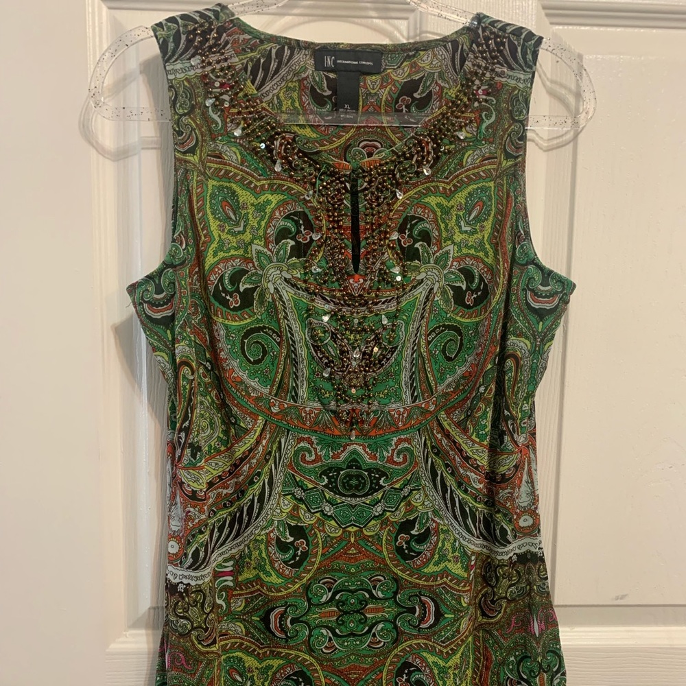 Green paisley fancy tunic - long